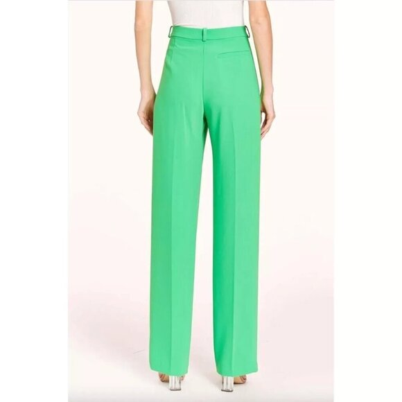 AMANDA UPRICHARD Wallace Pleated Straight Leg Pant Grass Green Polyester‎ Size L - Picture 2 of 15